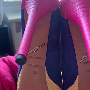 Brian Atwood Fuchsia and Navy Heels
